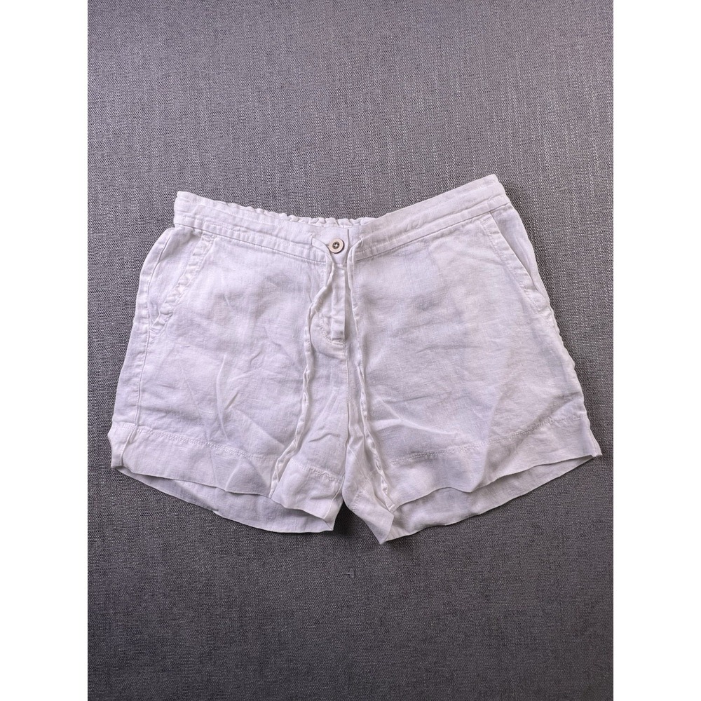 Tommy Bahama Linen Shorts Women S White Lightweight Beach Casual Travel Pockets